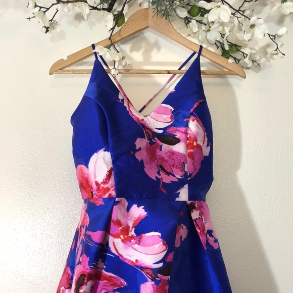 By & By Blue Floral Ball Gown - 3 - Picture 2 of 7